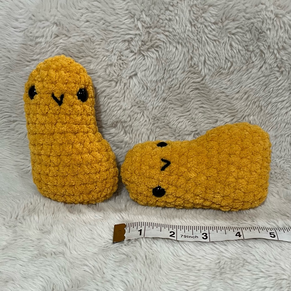 Pair of Chicken Nugget Crochet Plushies - Amigurumi Stuffed Animals - Picture 3 of 3